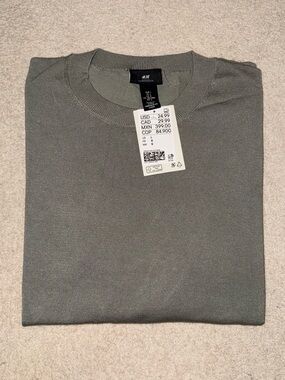 H&M Slim Fit Men’s Green Crewneck Shirt
